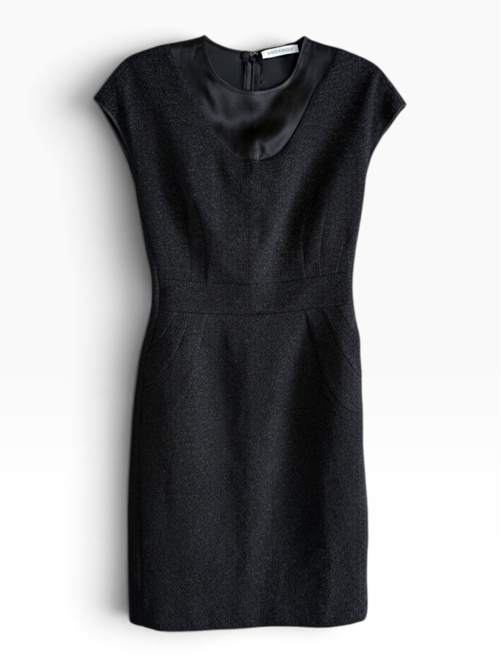 Viktor & Rolf Black Textured Metallic Cloqué Sheath Dress Cap Sleeve Size IT 40